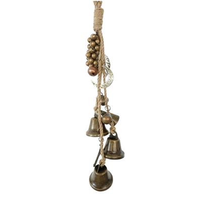 Christmas Decoration Bronze Hemp Rope Bell Perfect For Christmas Celebrations Garden Hanging Chime Hemp Rope Weaving