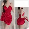 Women’s Sexy Solid Color Sleep Dress Tie-Up Slim-Fit Nightgown Ruched Camisole Nightdress