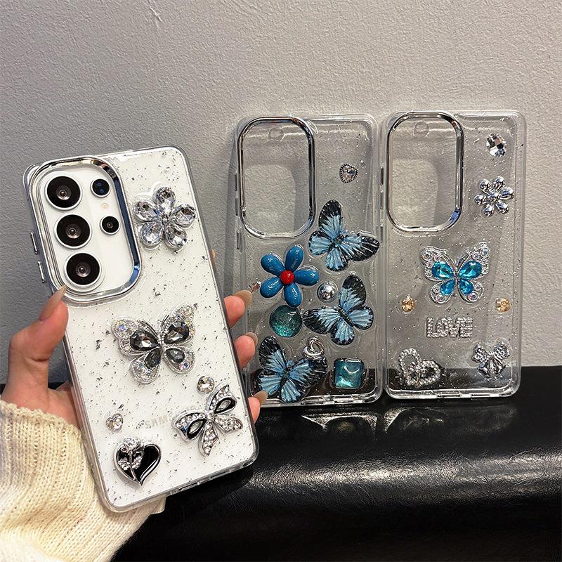 Samsung S26 Ultra/S25/A54 Glitter Rhinestone Butterfly Bowtie Phone Case