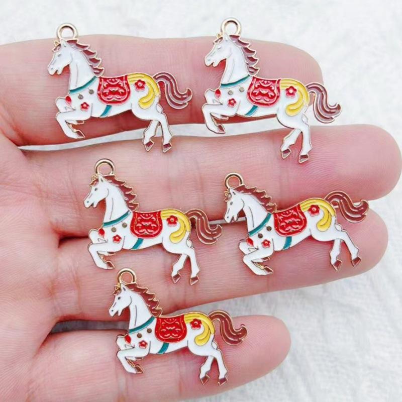 10 Pezzi Lega Gocciolante Zodiaco Cavallo Ciondolo Portachiavi Orecchini Collane Braccialetto Gioielli Fai da Te Artigianato Accessori