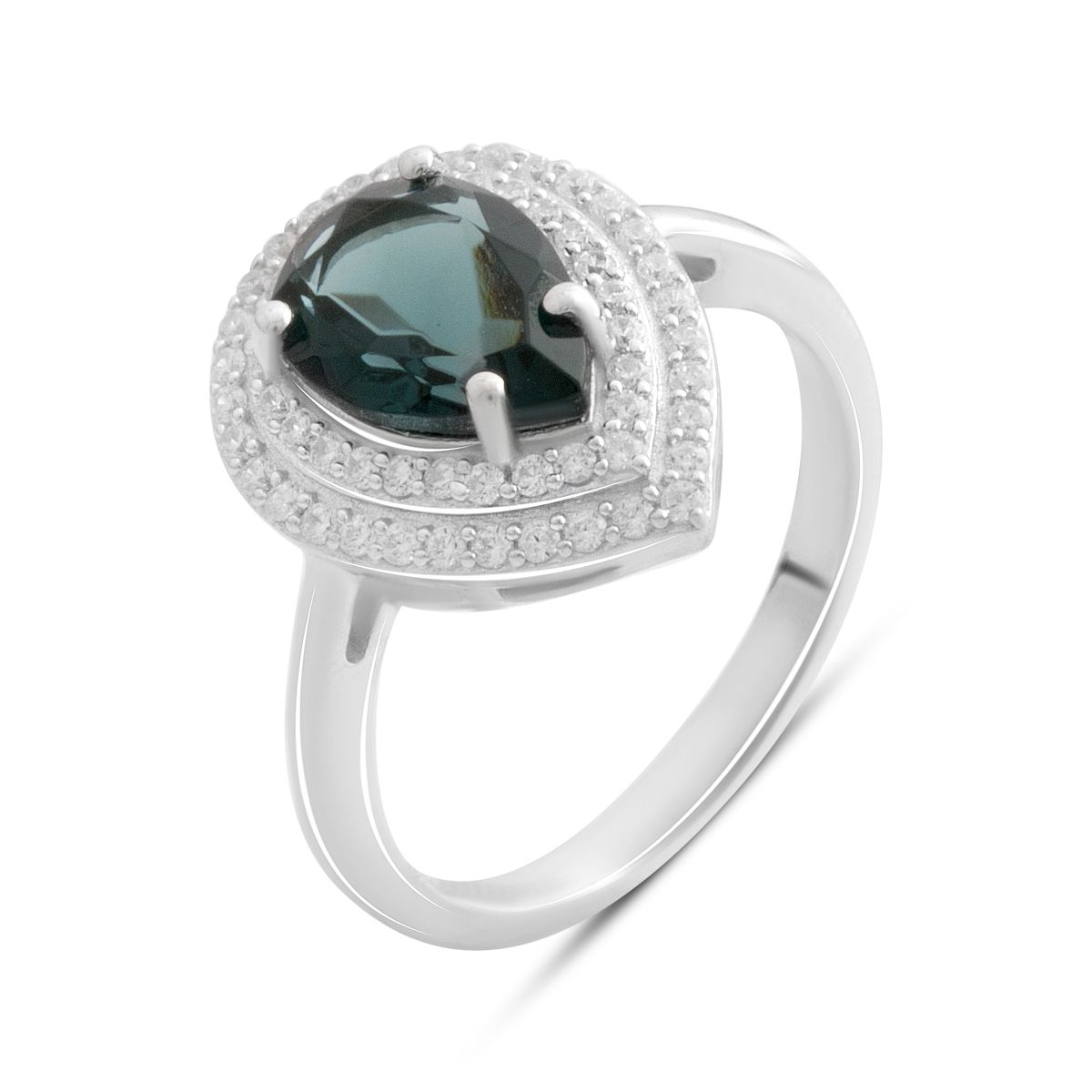 

Серебряные серьги с топазом Лондон Блю 4.428ct, фианитами (2178088) синій