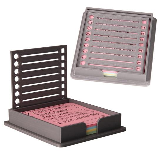 Sticky Note Holder with Stencil Post-it Note Dispenser Waterproof Portable Acrylic Self-Sticky Note Pad Storage Organizer