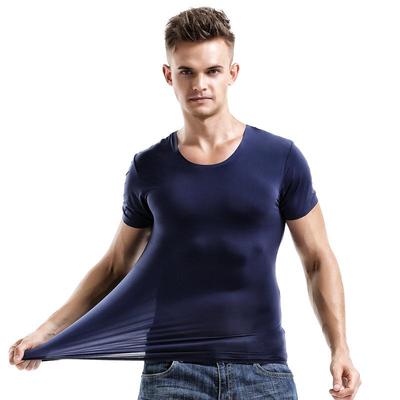 Men's Ice Silk Short-Sleeve Round Neck White T-Shirt