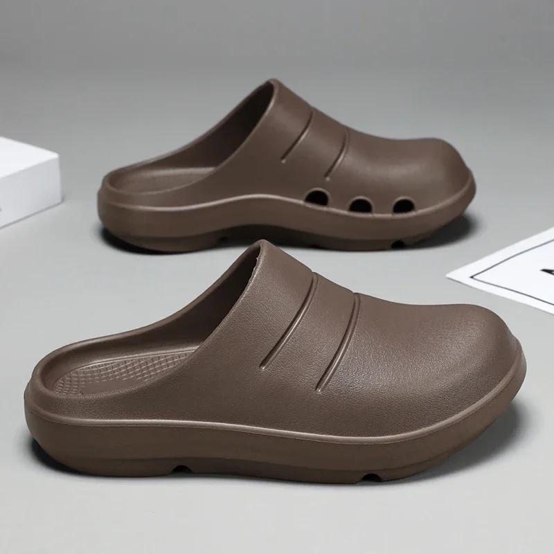 Closed Toe Rubber Slippers Couples Chef Shoes Garden Clogs Beach Thick Soles Kitchen Restaurant Working Arch Supporting