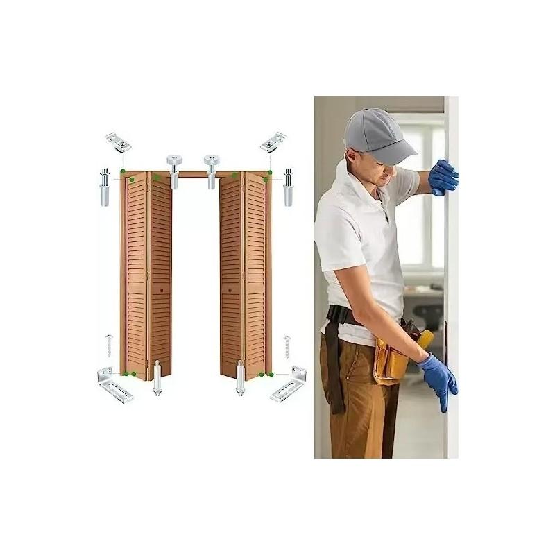 Folding Door Hardware Set With Metal Top Rollers For Home Renovation