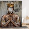 Black Men'S Shower Curtain African American King Portrait With Inspirational Quotes, Waterproof Fabric Bathroom Set With