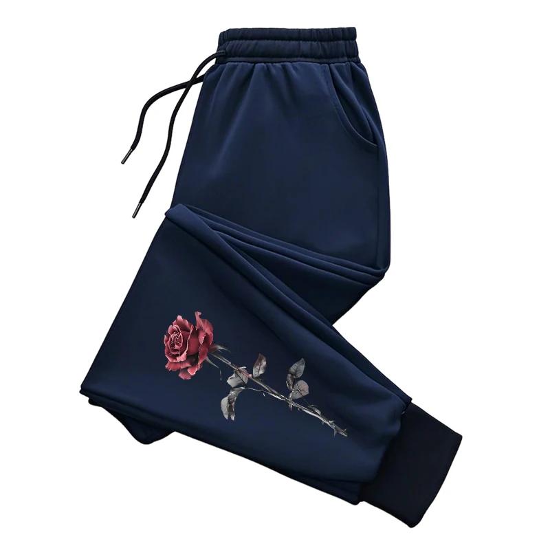 Dámské tepláky s potiskem růží pro celoroční nošení, pro každodenní nošení, sportovní, na jogging, dámské, pro outdoor, fitness, jógu, všestranné kalhoty