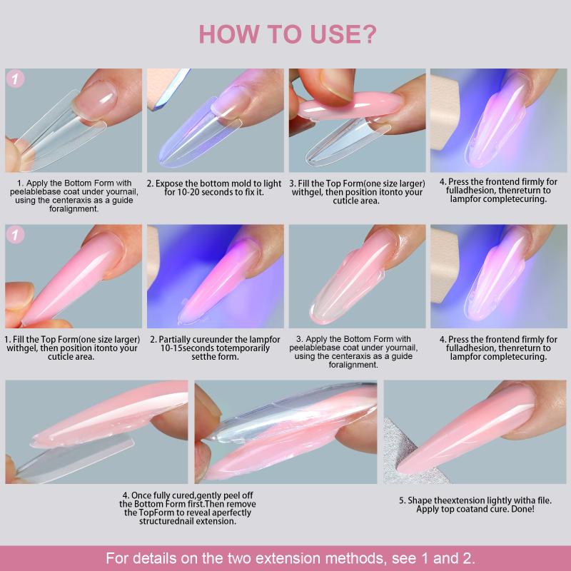 256 Pezzi Modalità Doppia per Unghie Sandwich Per Estensione Unghie Mandorla Bara 16 Misure Riutilizzabili Forme Superiori Inferiori Strumenti per Estensione Nail Art