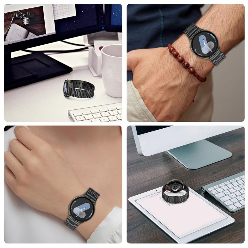 For Watch 7/6/5/4 Smartwatch Adjustable Band Straps Stainless Steel Wristband Bracelet Wear Resistance Unisex Waterproof