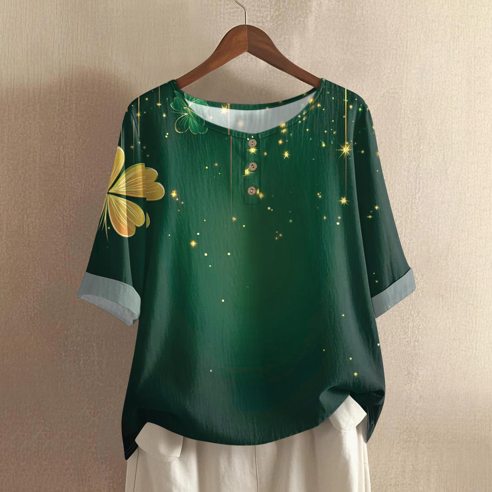 

Женская модная и повседневная рубашка с полурукавом и круглым вырезом, блузка из хлопка и льна L