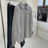 Retro Long Sleeve Polo Sweatshirt - Casual & Versatile for Students and Influencers