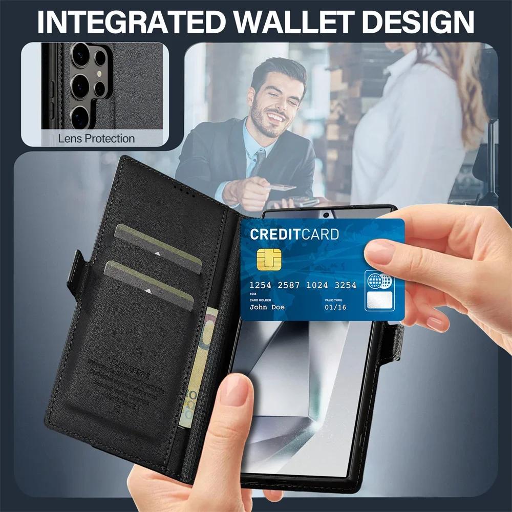 Leder Kartenhalter Geldbörse Flip Case Für Samsung Galaxy S25 Ultra Edge S24 FE S23 S22 + Plus A55 A54 A53 A35 A16 A15 A14 5G