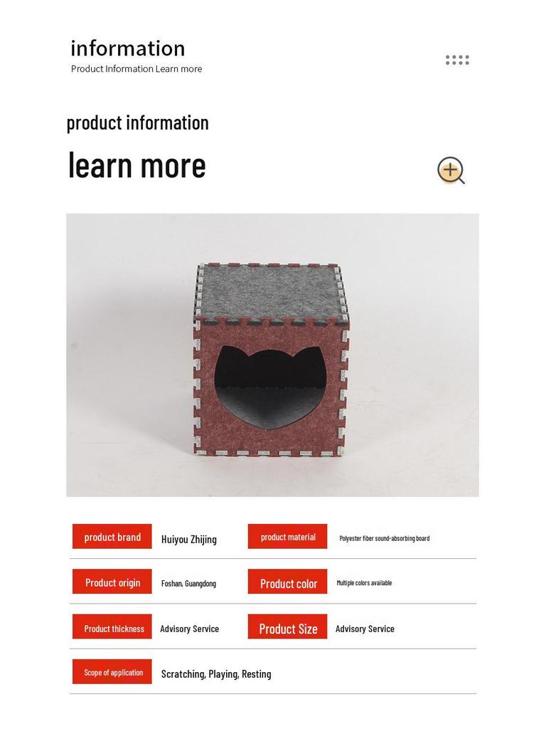 Felt Cat Bed & Scratch Board: DIY Assembly Tunnel, Detachable Semi-Enclosed All-Season Dice-Shaped Bed