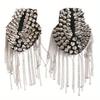 1Pc Punk Skirt Silver Rivet Tassel Necklace Epaulet Shoulder Flap Badge