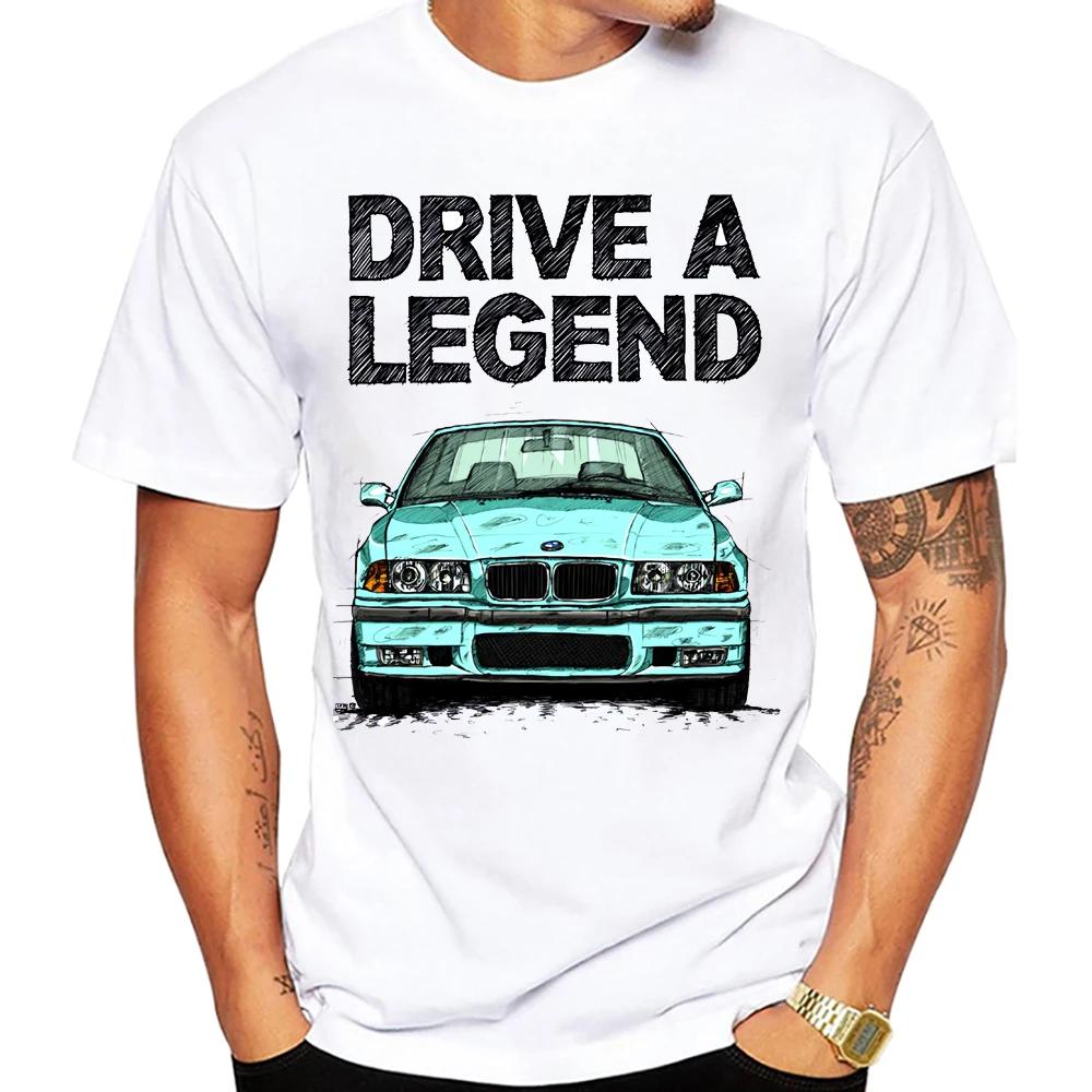 Drive A Legend E36 M3 Compact 90's T-Shirt Summer Men Short Sleeve Harajuku BM Car Design Boy Casual Tops Hip Hop White Tees