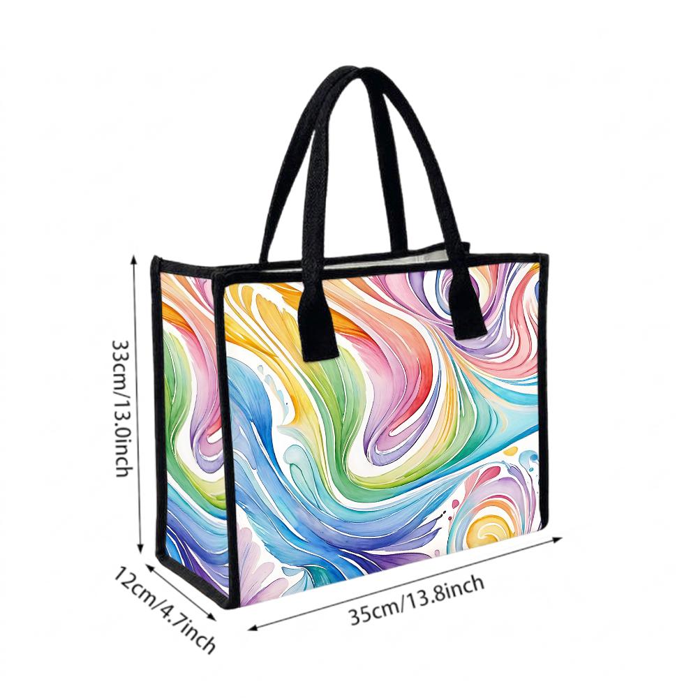 Colorful Swirl Print Casual Tote Bag