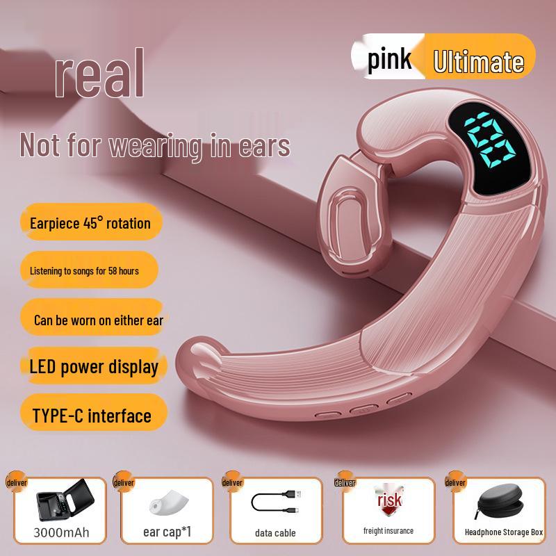 2024 In-Earless Bone Conduction Bluetooth Headphones, Ear-Hook Design, with 5.3 Chip and Ultra-Long Battery Life, Unisex.