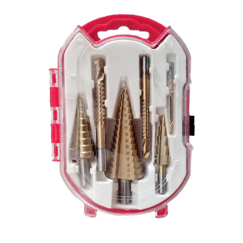 

Набор из 6 титановых ступенчатых сверл для деревообработки и прорезания канавок с пластиковым кейсом