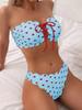 Conjunto de Bikini Bandeau con Cordones - Cintura Alta, Sexy, Estilo Europeo y Americano Blanco para 2024