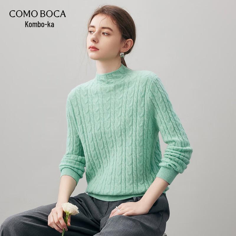 

Женский кашемировый свитер Comonboca с кабельным узором, воротником-стойкой L