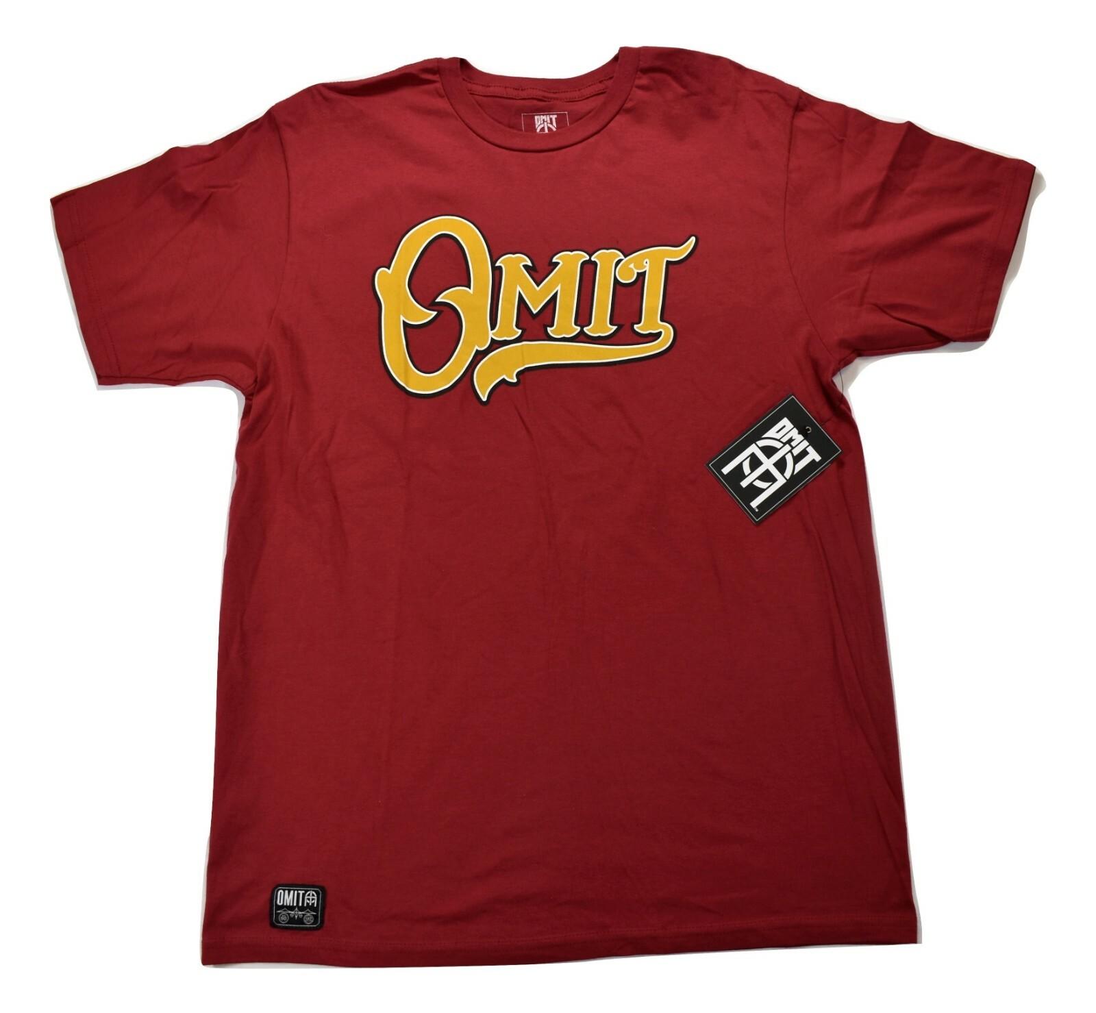 Omit Mens Script Logo Red Tee Shirt New L S