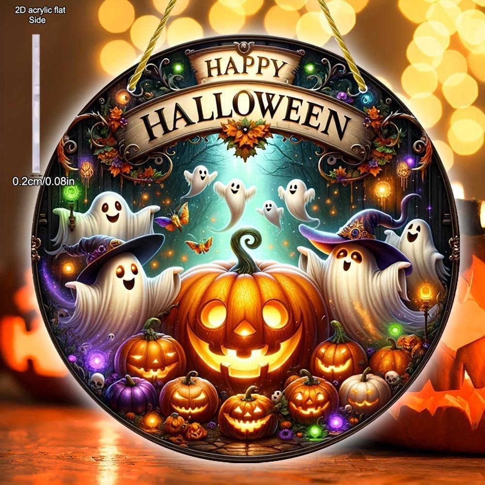 2D Flat Acrylic Pumpkin Ghost Decoration, Indoor and Outdoor Decoration - No Battery/electricity Required, Free Day Decoration, Shop Decoration, D