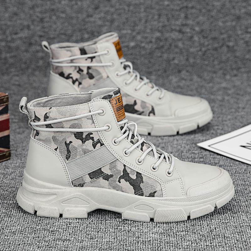 Fashion Canvas Men Boots Lace Up Male Canvas Shoe Platform Ankle Botas Cowboy Motorcycle Boots Fashion  Desert  Botines 2024