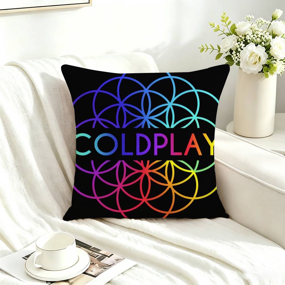 c-Coldplay MUSIC Square Double-Sided printed Pillow Case Bedroom Bedside Pillow Sofa Cushion Cover