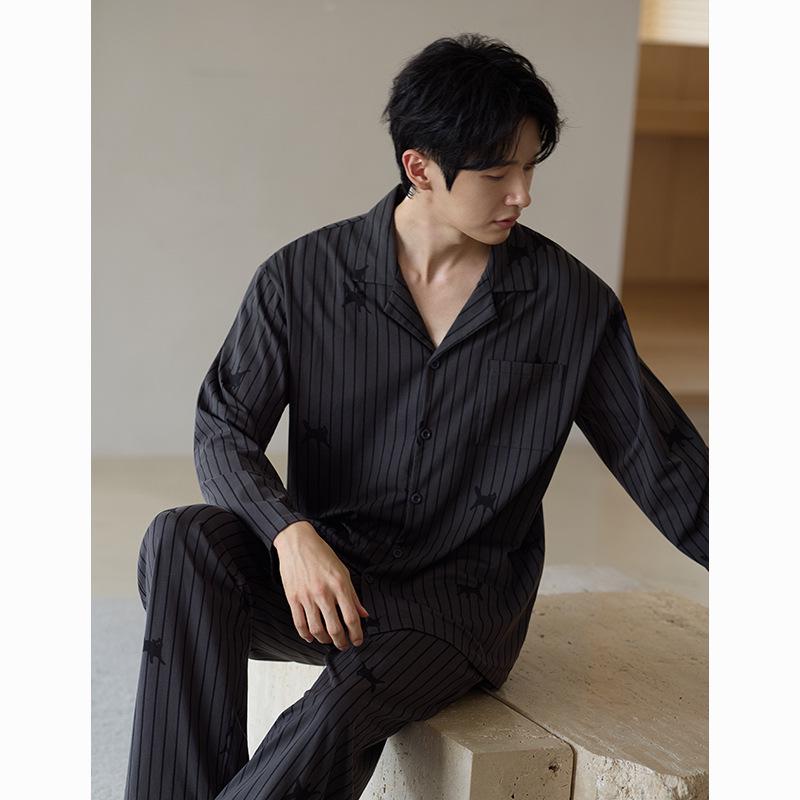"Antibacterial Stretch Cotton Panda Pajamas Set – Men's and Women's Autumn Cardigan, Casual Homewear"