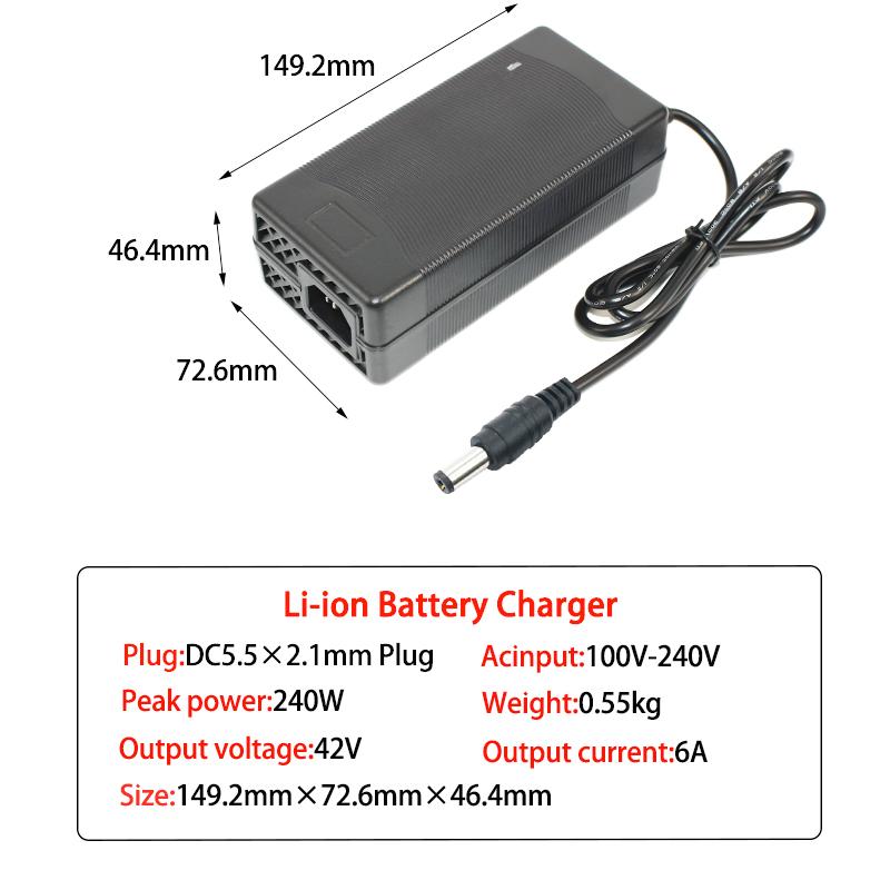 36V 6A Battery Charger 42V GX16 IEC XT60,XT90 Lithium Li-ion Li-poly Fast Charger 10S 36 Volt
