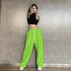 Hip Hop Leggings Sports Women's Spring Autumn Patchwork High Waisted Drawstring Pockets Solid Loose Casual Jazz Pants
