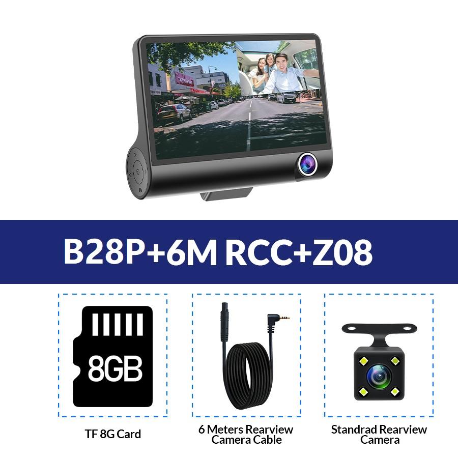 

Автомобильный видеорегистратор E-ACE, объектив с 3 камерами, 4,0-дюймовый видеорегистратор, двойной объектив, поддержка камеры заднего вида, видеорегистратор, авторегистратор, видеорегистраторы, видеорегистратор With 8G TF Card чёрный