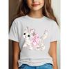 European Sizes Girls' Fashion Round Neck T-Shirt Casual Comfortable Printed Tee