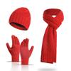 Winter European and American Style Thickened Woolen Hat Warm Set New Men's and Women's Hat Scarf Gloves Three-piece Gift Set