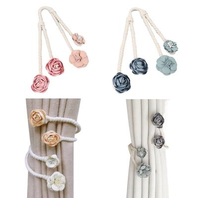 Artificial Flower Curtain Ties Tiebacks Clips 2 Pack Blossom Twist Window Drapery Holdbacks Buckles for Home Decoration