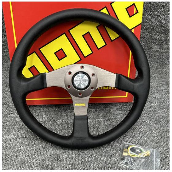 MOMO Steering 14 Inch Sports Steering Wheel Leather 350MM