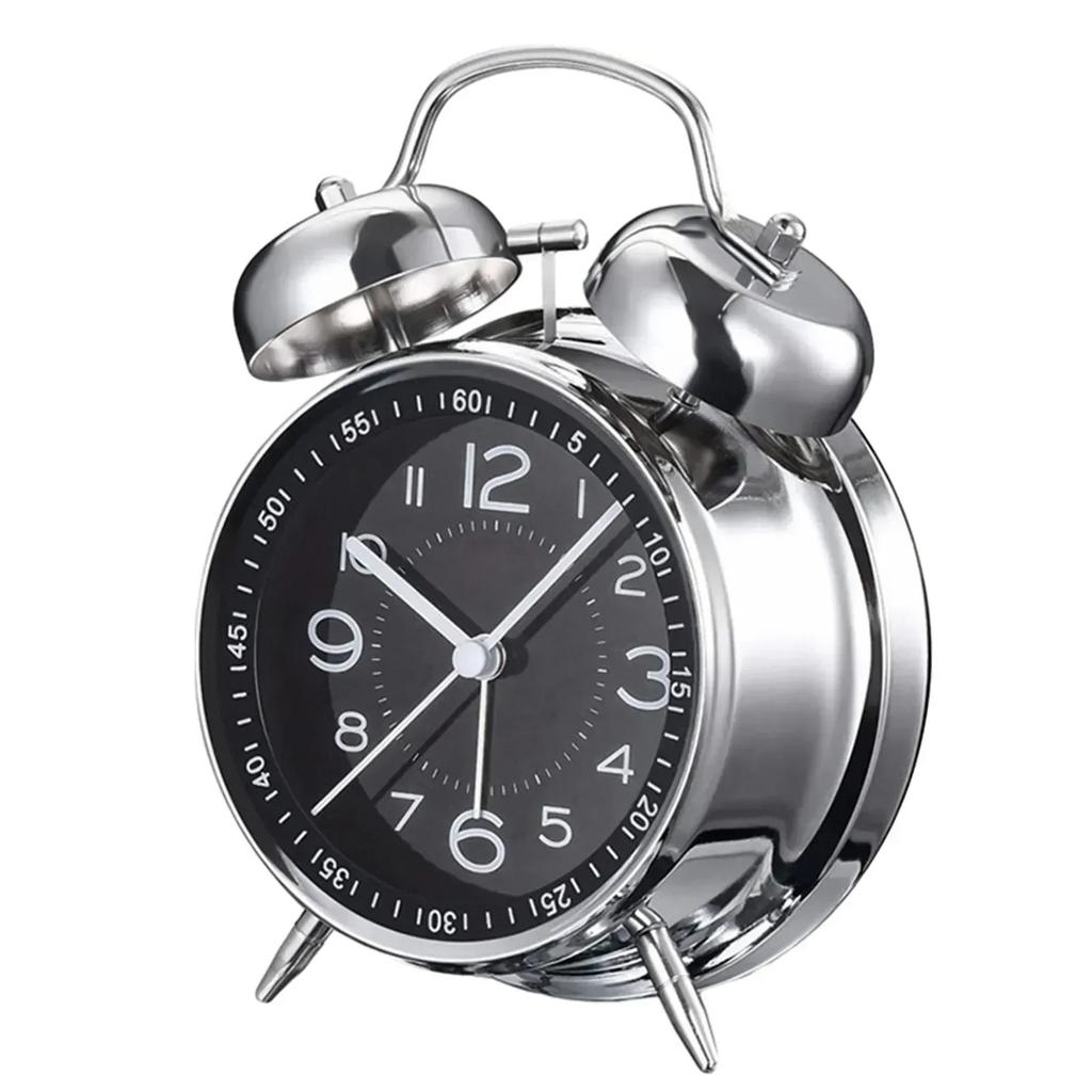 Clock Loud Alarm Clock Mechanical Double Bells Metal Alarm Clock Night Lights Decor With Dual Bell Night Light Bedside Bedroom