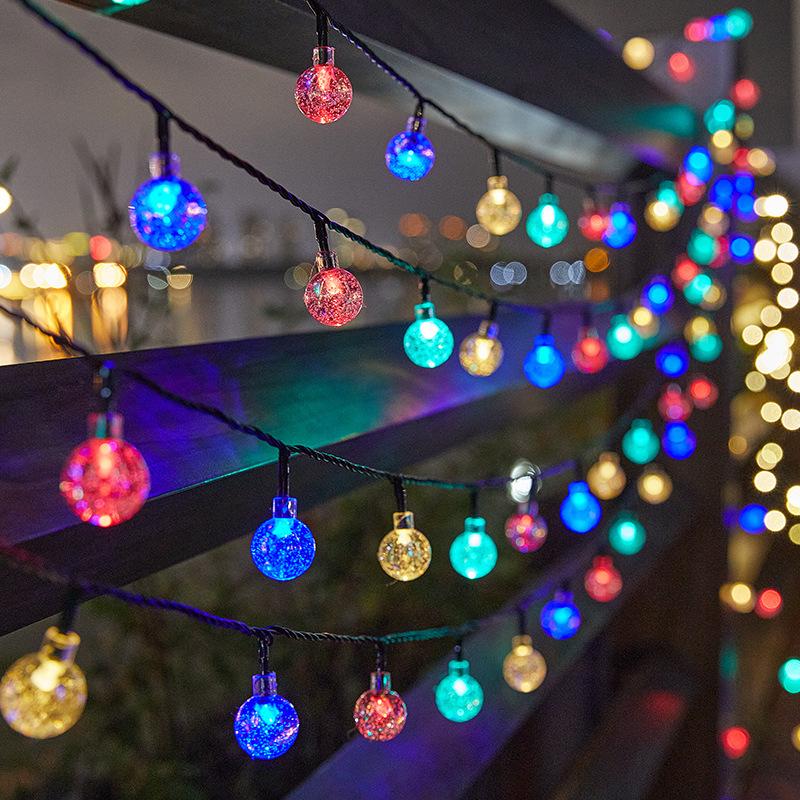 1pc Solar-Powered Bubble Ball LED String Light 20/50/100LED Waterproof Outdoor Garden Corridor Courtyard Ramadan Decoration