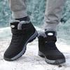 Men's Snow Boots Thermal Winter Shoes Lace-up Boots With Hook And Loop Fastener, Casual Hiking Walking Shoes