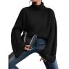 MD1006 European Women's Knitwear High Neck Bell Sleeve Pullover Sweater