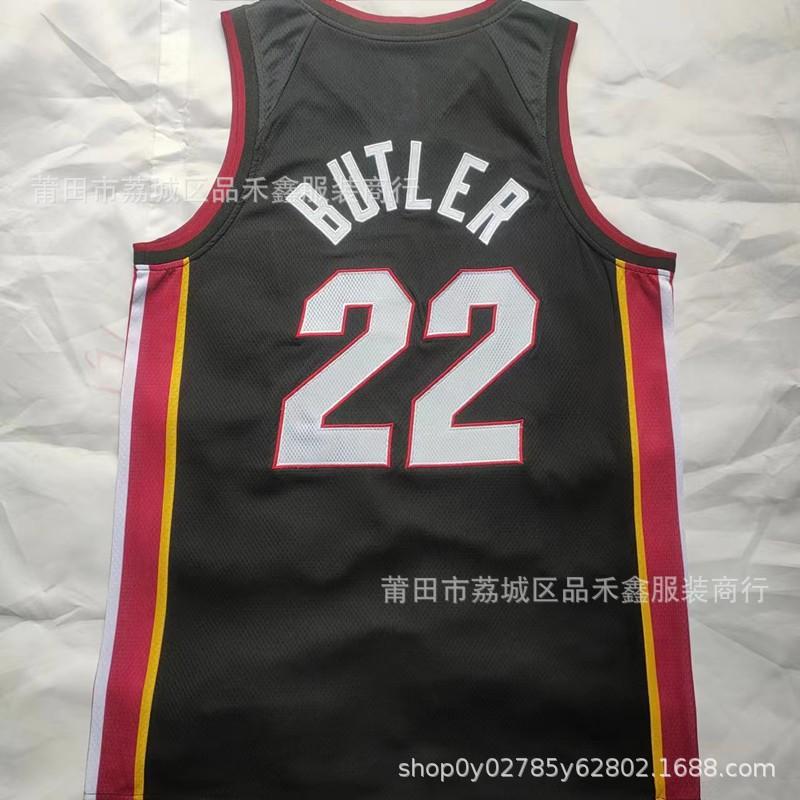 Miami Heat Basketball Jersey 3 Dwyane Wade 22 Jimmy Butler Black Home Uniform Cotton Sports Apparel Men Women