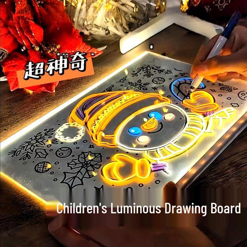 LED Acrylic Erasable Fluorescent Drawing Board for Kids