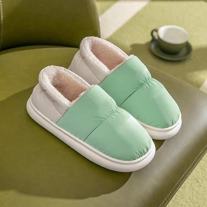 

Женские хлопковые тапочки в горошек - теплая домашняя обувь для осени/зимы; Мужские парные зимние домашние тапочки Size 36-37 зелёный