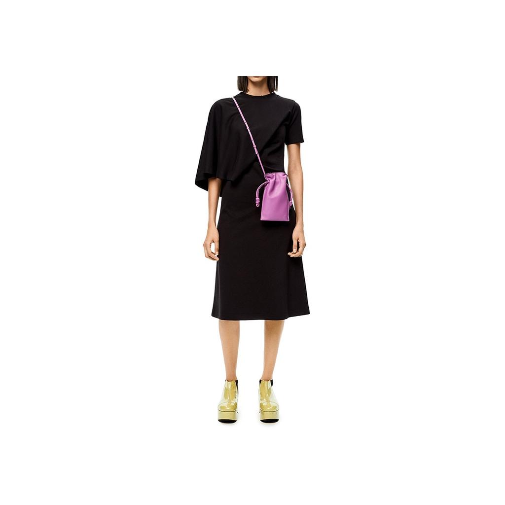 Loewe Flamenco Solid Color Minimalist Logo Print Nappa Leather Clutch Shoulder Crossbody Bag Women bags Bright-Purple A411F10X01-6450