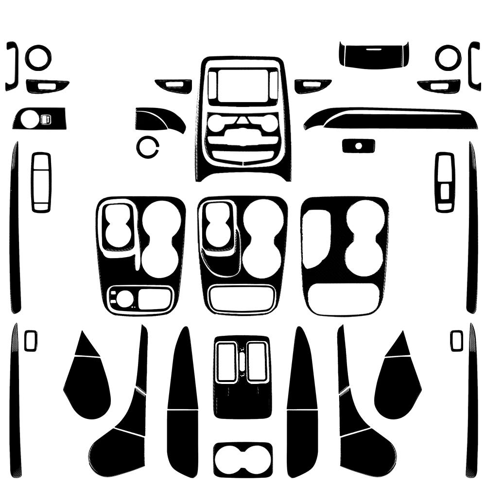 For Dodge Durango 2011-2020 Carbon Fiber Center Console Gear Shift Air Outlet AC CD Window Lift Trim Set Car Accessories Sticker