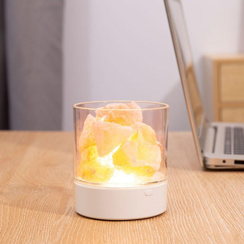 7 Color Lights Crystal Salt Lamp USB Powered LED Table Light Night Light  Home Decor
