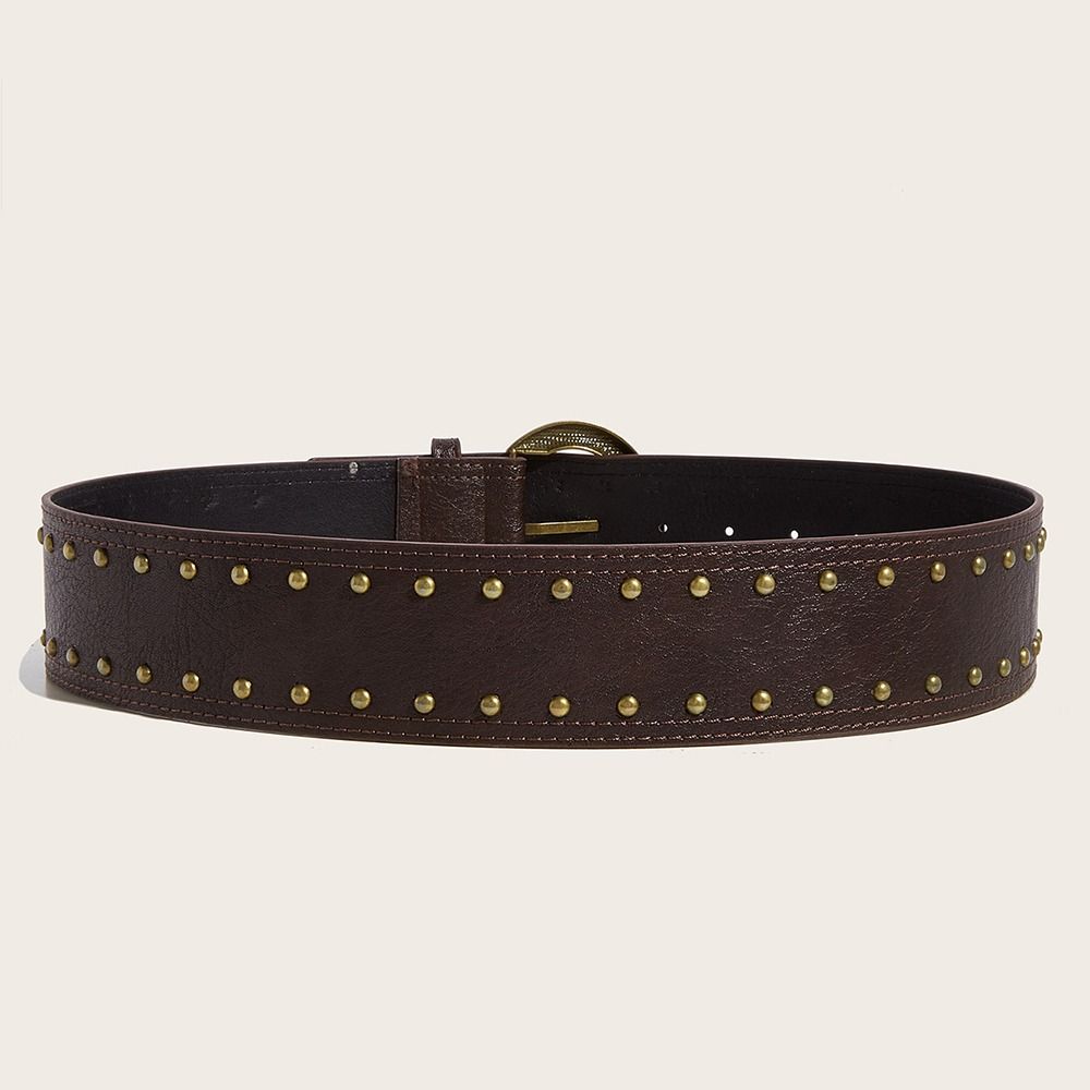 Gothic Leather Waist Belt Y2k Dress Jeans Belt American Women's Rivet Belt  Waist Accessories