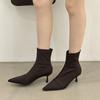 Fashion SUOJIALUN 2025 Winter New Brand Women Ankle Boots Fashion Pointed Toe Slip On Chelsea Boots Thin High Heel Shoes Short Boots