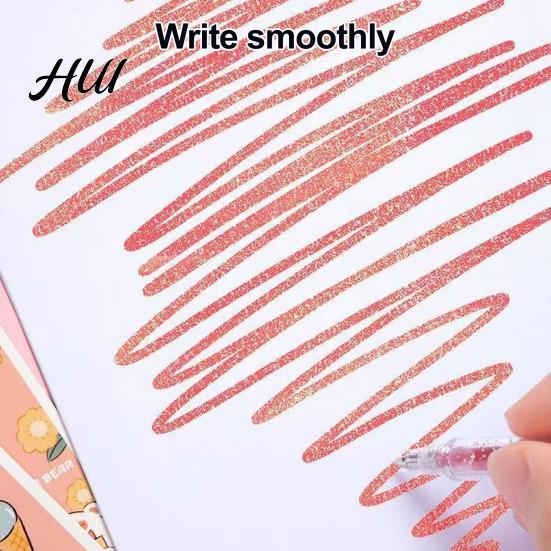 Art Gel Pen Set Highlighter Transparent Body Multicolored Painting with Glitter Sparkling Effect Smooth Metal Tip Ink for Note Marking Coloring