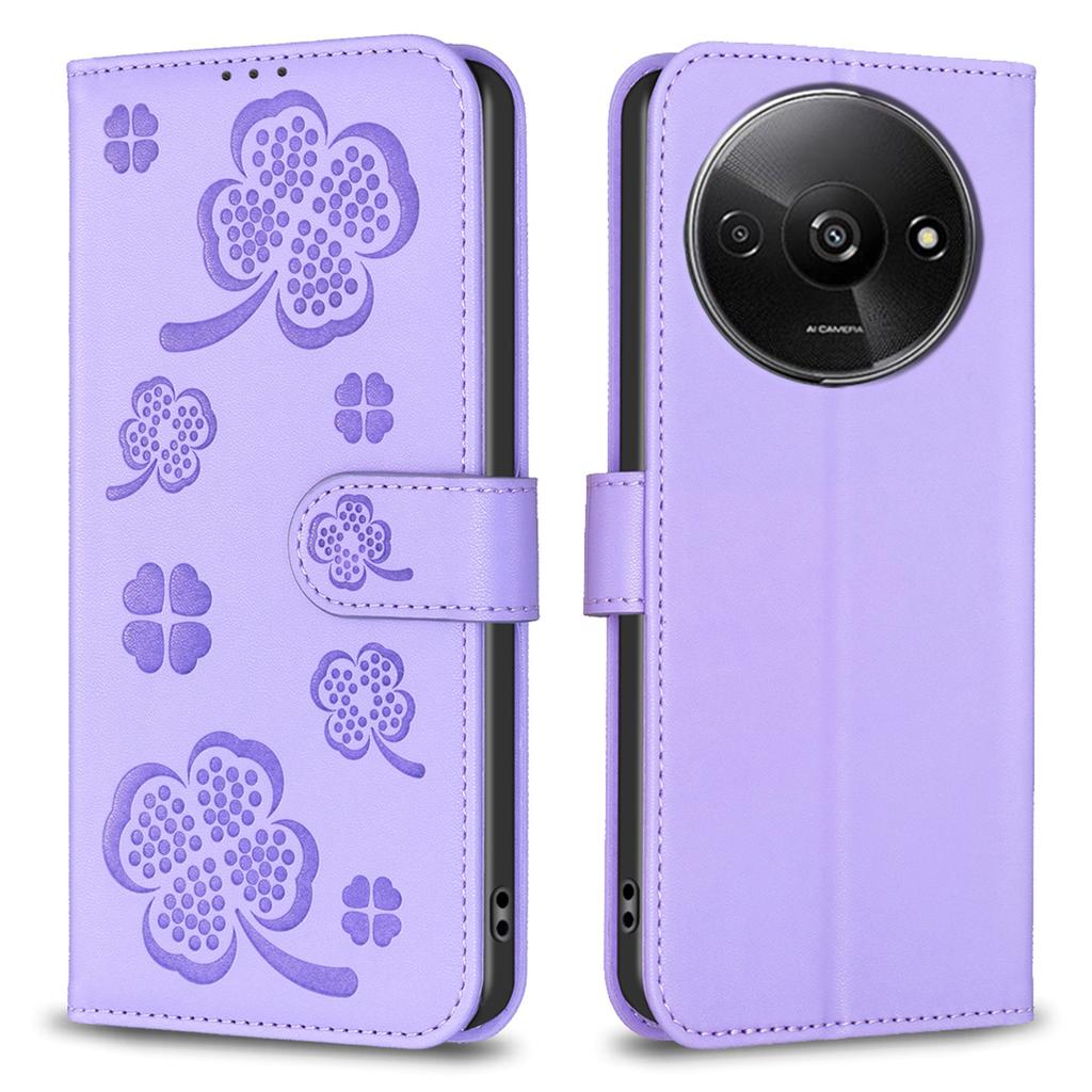 For Xiaomi Redmi A3 4G/Poco C61 4G Case Lucky Clover Leather Flip Phone Cover